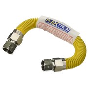 Flextron Gas Line Hose 5/8'' O.D.x12'' Len 1/2" FIP Fittings Yellow Coated Stainless Steel Flexible Connector FTGC-YC12-12B